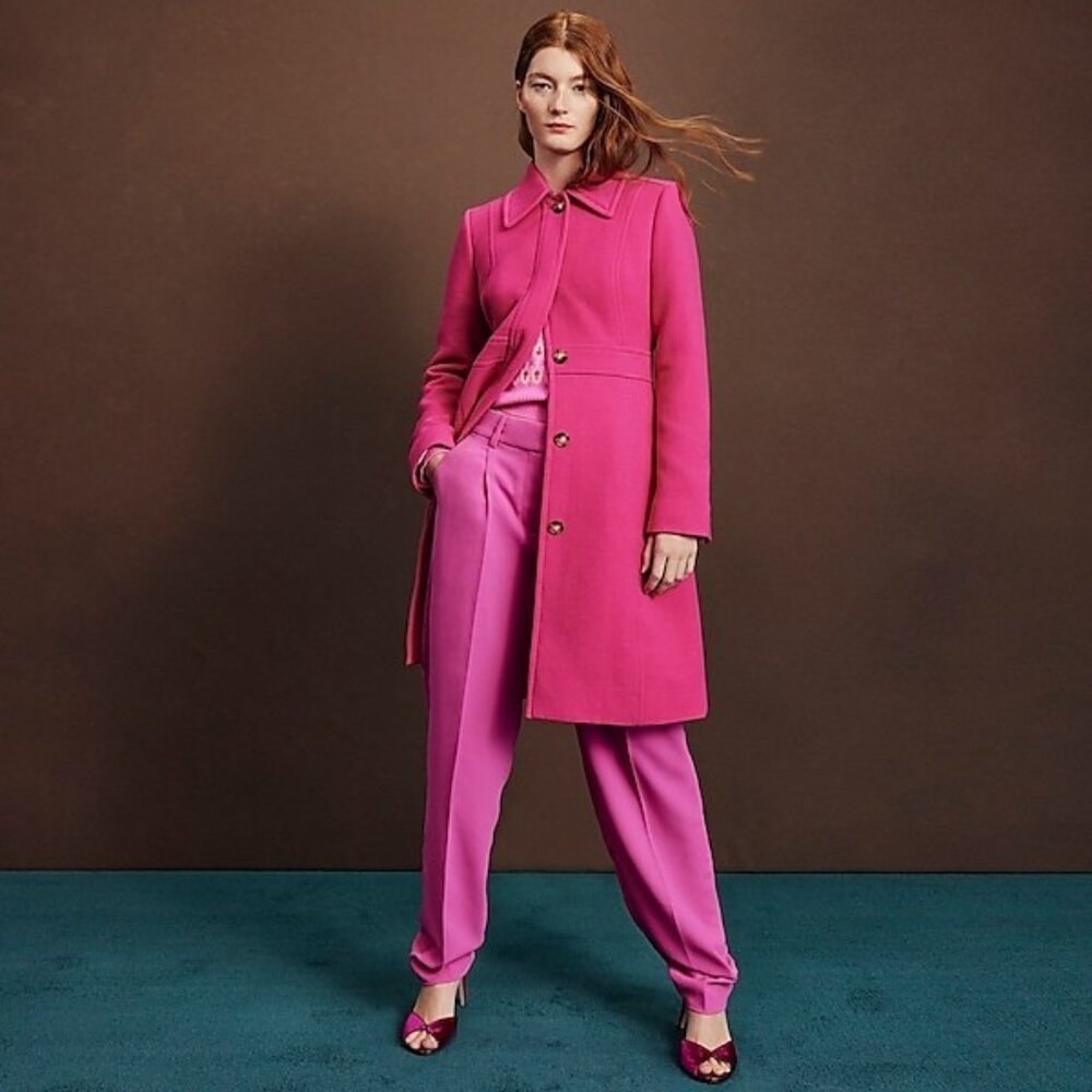 NWT J.Crew New Lady Day TopCoat in Radiant Fuchsia Italian Doublecloth Wool 4